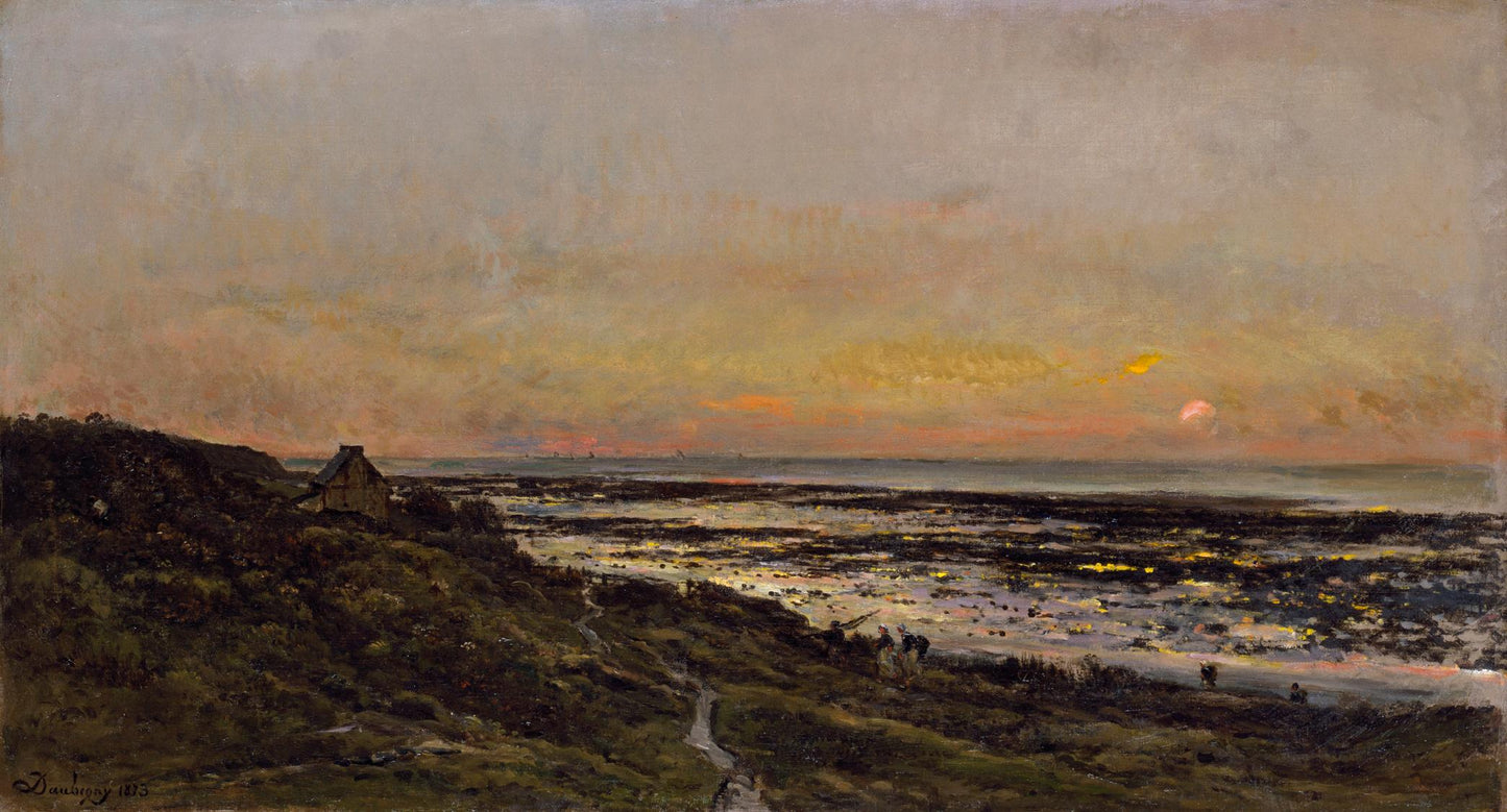 The Beach at Villerville at Sunset, vintage artwork by Charles-François Daubigny, A3 (16x12") Poster Print