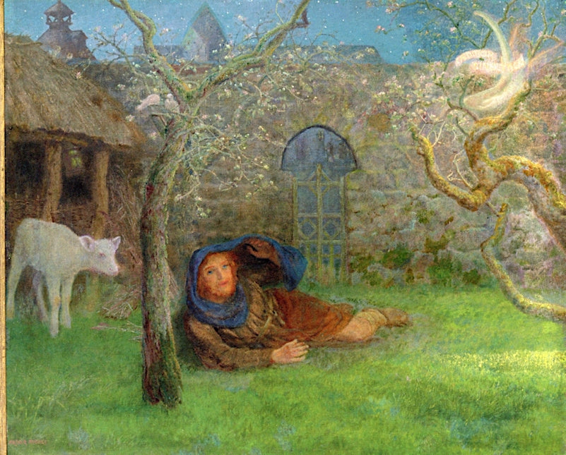 Caedmon's Awakening, vintage artwork by Arthur Hughes, 12x8" (A4) Poster