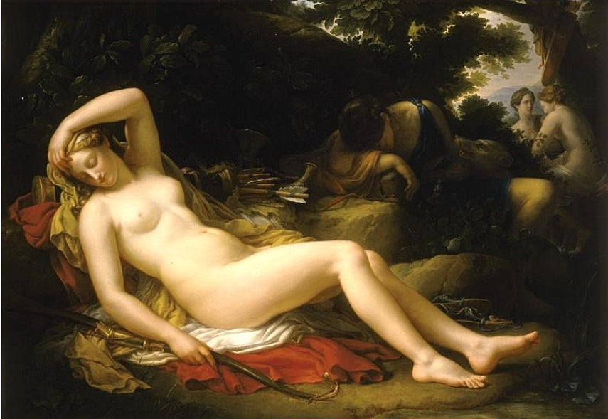Diana and her Nymphs, vintage artwork by Étienne-Barthelemy Garnier, 12x8" (A4) Poster