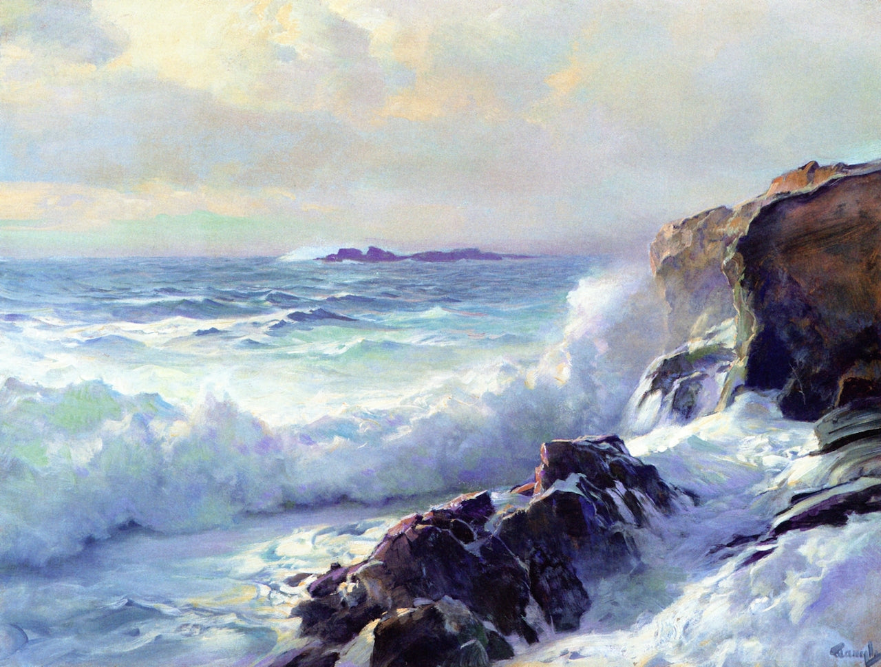 White Surf by Frederick Judd Waugh,A3(16x12")Poster