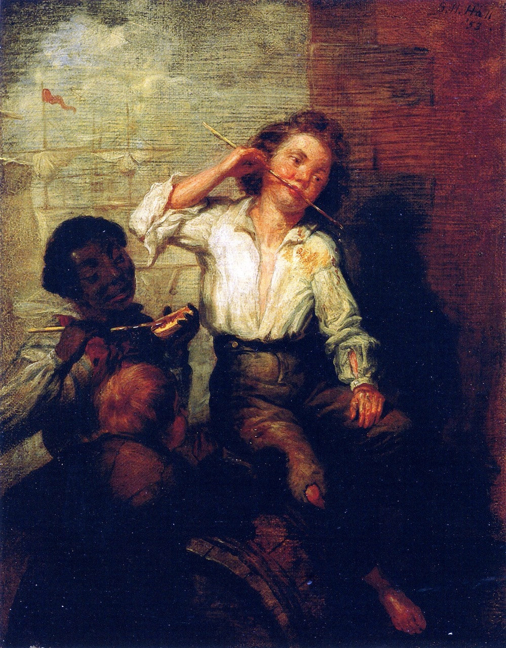 Boys Pilfering Molasses, vintage artwork by George Henry Hall, 12x8" (A4) Poster