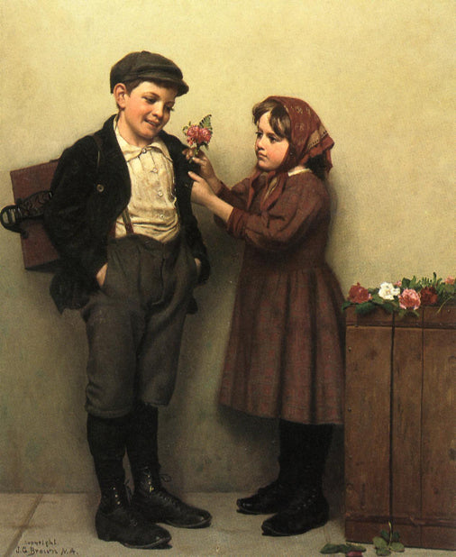 The Button Hole Posey, vintage artwork by John George Brown, 12x8" (A4) Poster