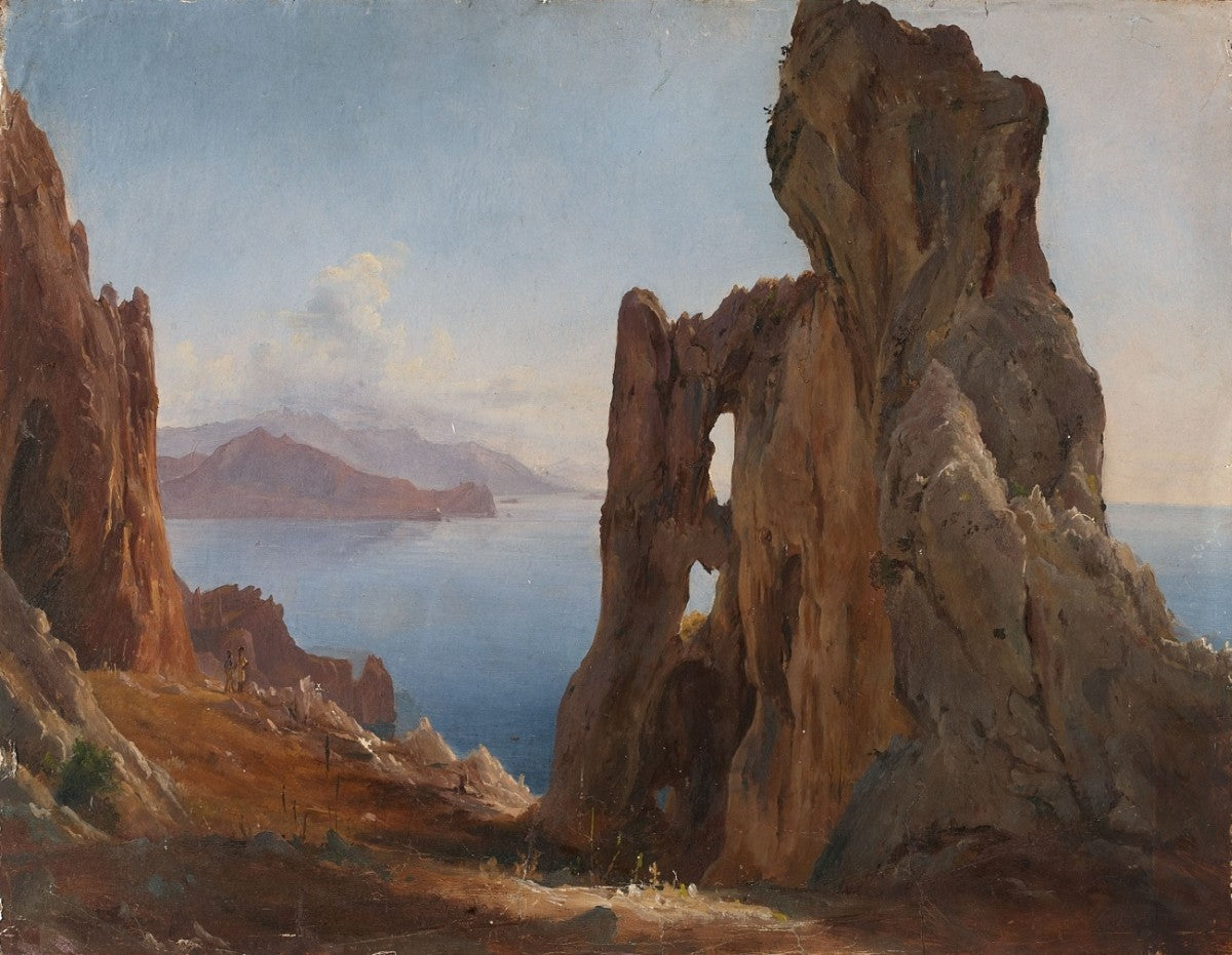 Landscape in Capri, vintage artwork by Oswald Achenbach, 12x8" (A4) Poster