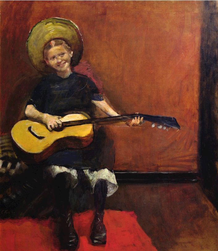Girl with guitar by Christian Krohg,A3(16x12")Poster