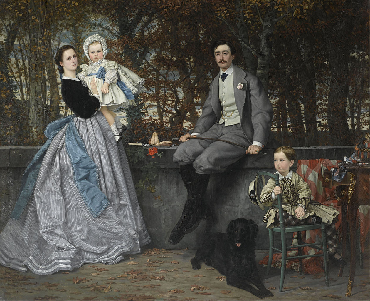 Portrait of the Marquis and Marchioness of Miramon and Their Children, vintage artwork by James Tissot, 12x8" (A4) Poster