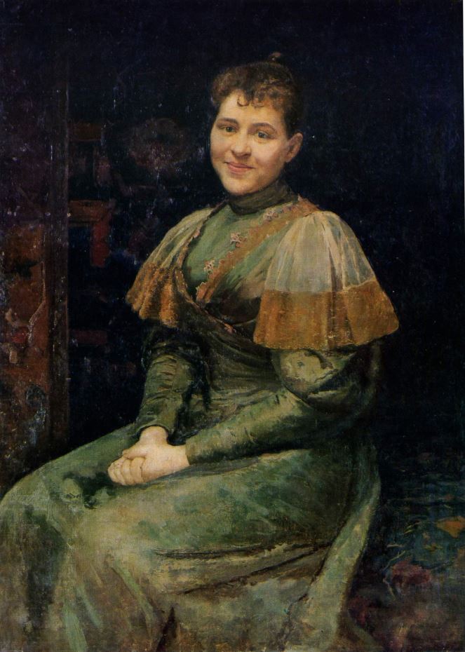 Portrait of the Artist's Wife Alexandra, vintage artwork by Nikolai Pimonenko, 12x8" (A4) Poster
