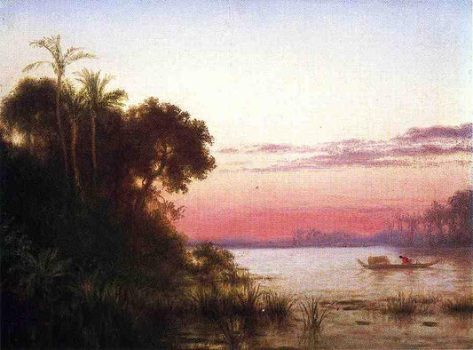 Sunset on the Guayaquil, vintage artwork by Louis Remy Mignot, 12x8" (A4) Poster