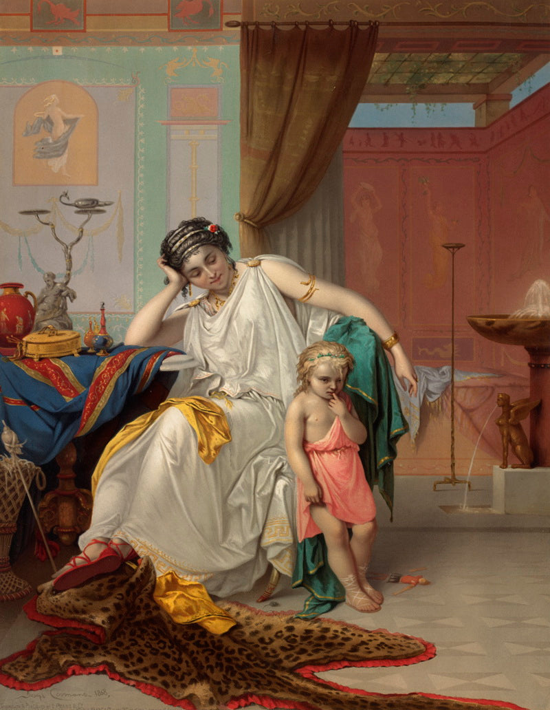 Family Life in Pompeii, vintage artwork by Pierre Olivier Joseph Coomans, A3 (16x12") Poster Print