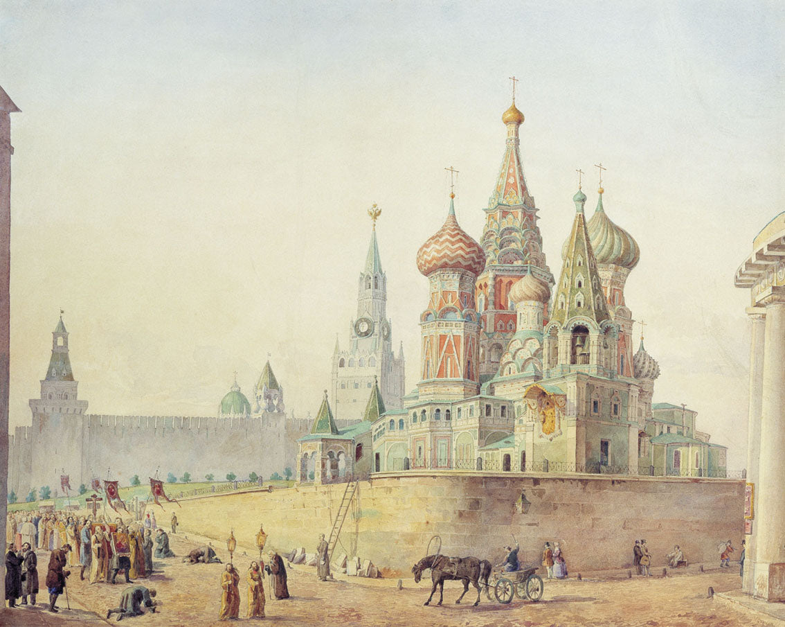 St. Basil's Cathedral, vintage artwork by Karl Rabus, A3 (16x12") Poster Print