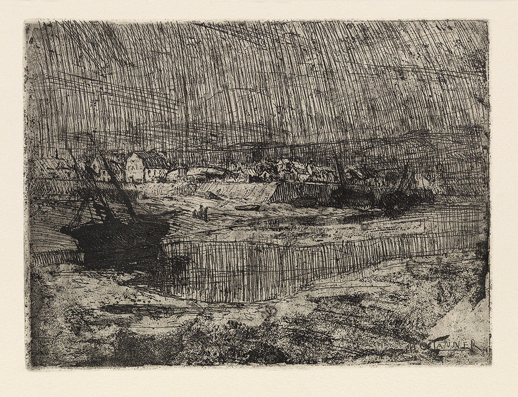 Fishing Boats at Shore, Brittany, vintage artwork by Henry Ossawa Tanner, 12x8" (A4) Poster