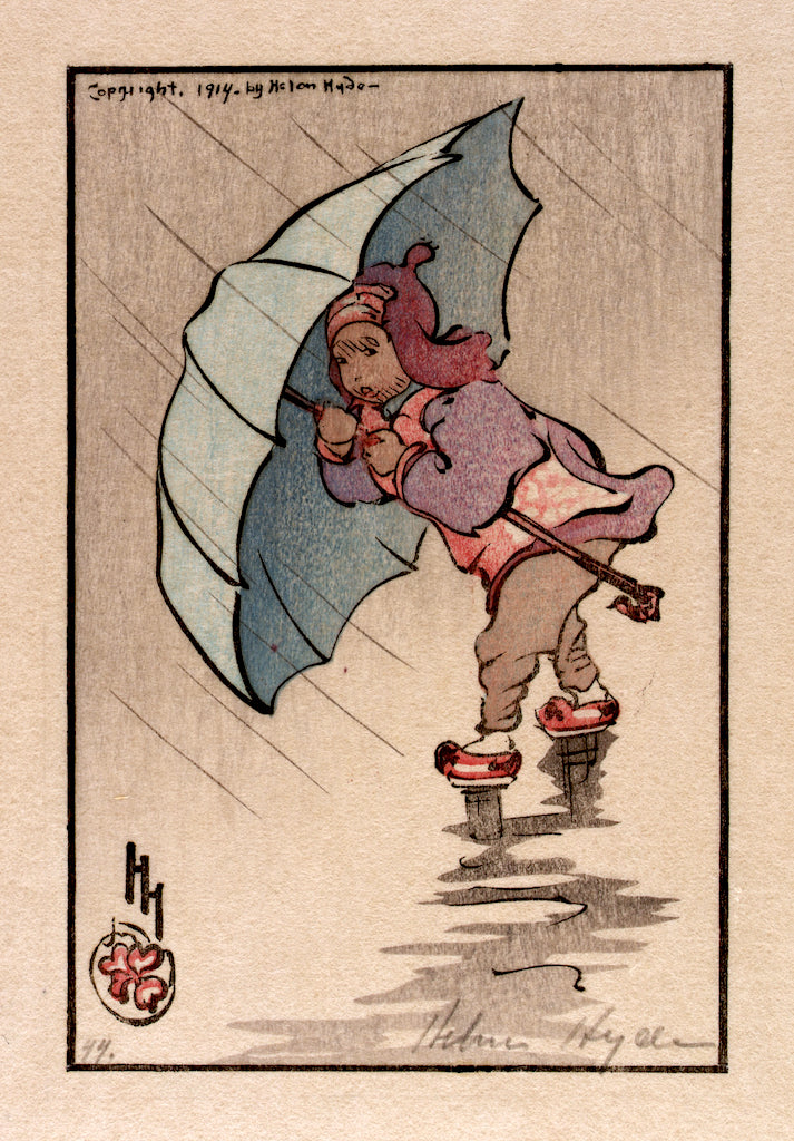 The Blue Umbrella by Helen Hyde,A3(16x12")Poster
