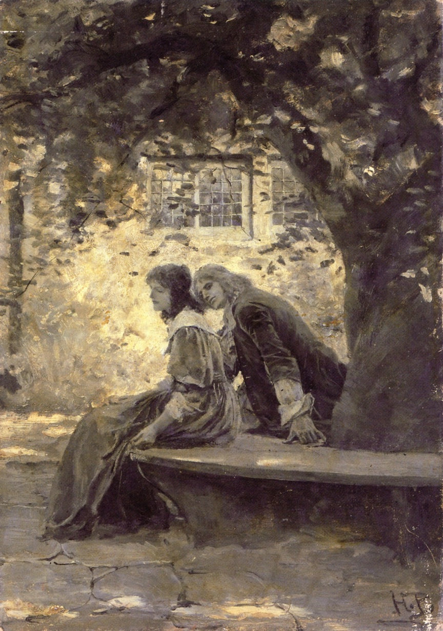 Two Lovers in a Garden by Howard Pyle,A3(16x12")Poster