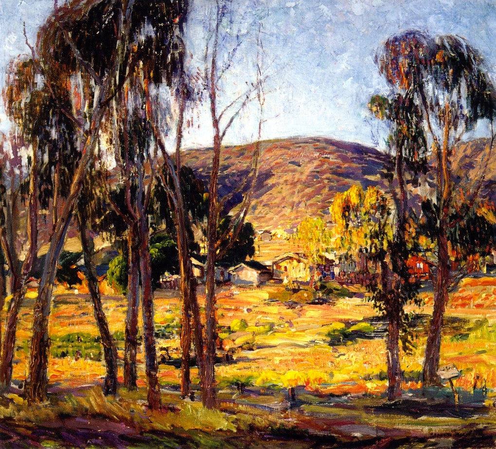 Houses among the Eucalypti, vintage artwork by Joseph Kleitsch, 12x8" (A4) Poster