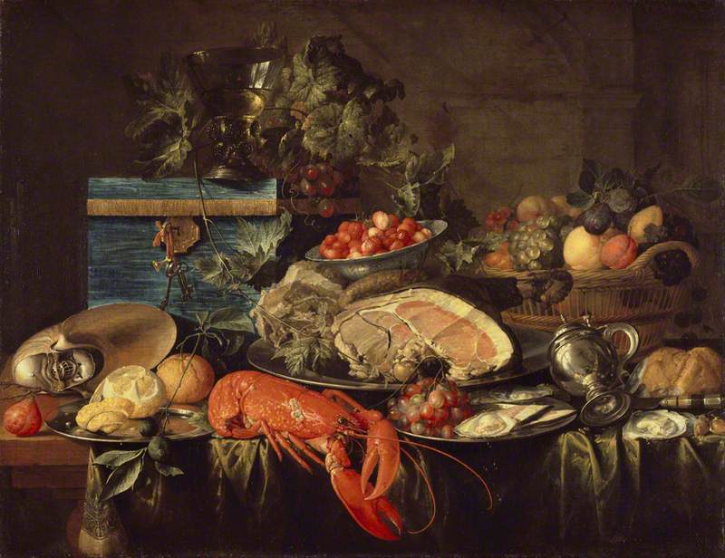 Still-Life with Lobster, vintage artwork by Jan Davidsz. de Heem, 12x8" (A4) Poster