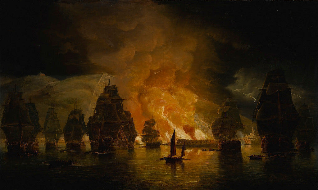 The Bombardment of Algiers, vintage artwork by Thomas Luny, 12x8" (A4) Poster