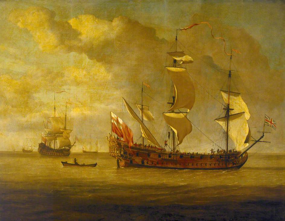 The 'Charles Galley' Before a Light Breeze, vintage artwork by Willem van de Velde the Younger, 12x8" (A4) Poster
