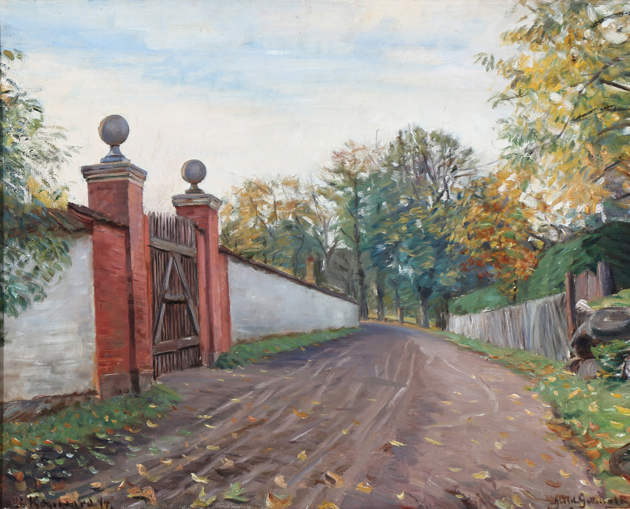 An old Garden Gate, Køgegaard, vintage artwork by Albert Gottschalk, 12x8" (A4) Poster
