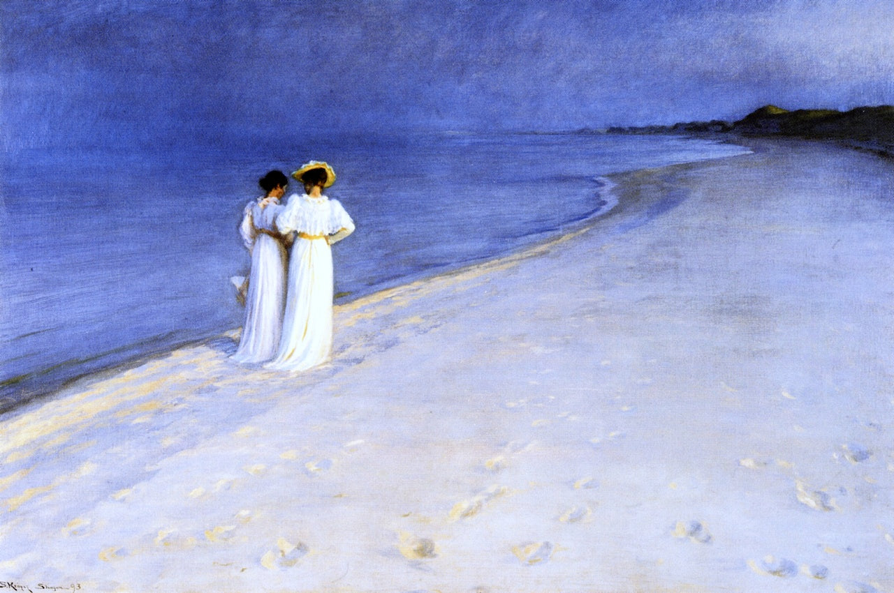 Summer Night on the South Beach at Skagen, vintage artwork by Peder Severin Kroyer, 12x8" (A4) Poster
