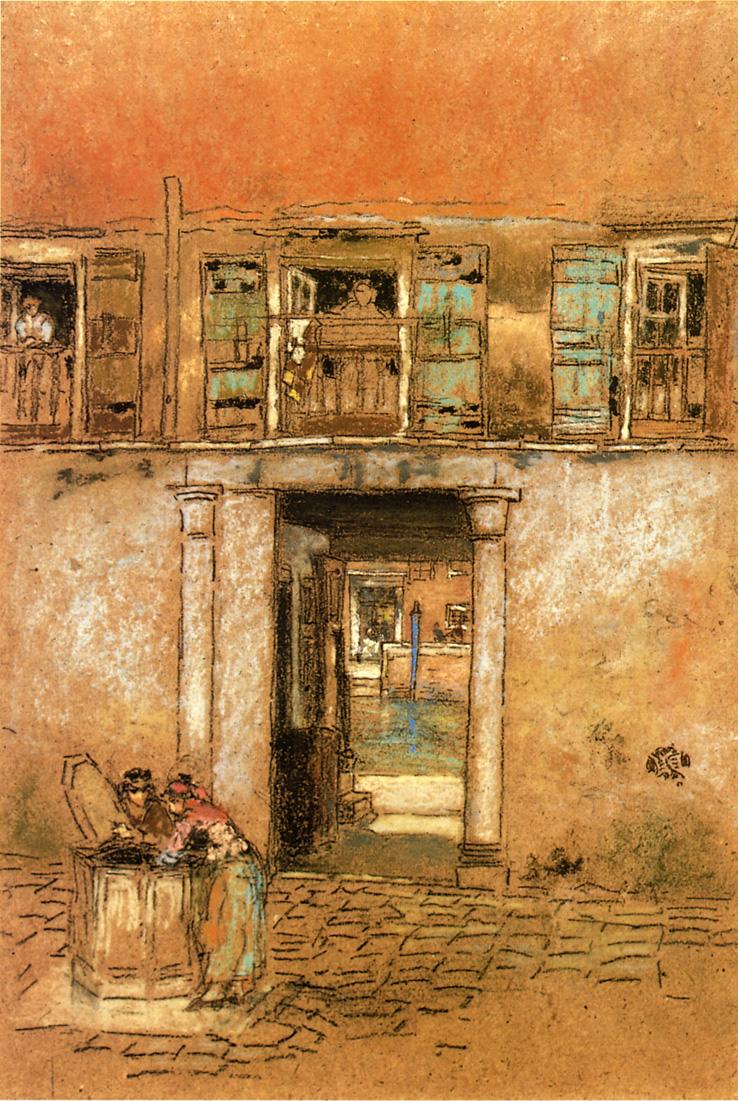 Courtyard and Canal, vintage artwork by James Abbott McNeill Whistler, 12x8" (A4) Poster