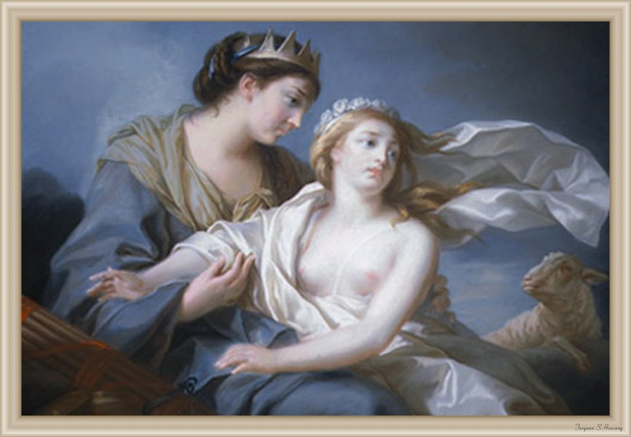 Innocence seeking refuge in the Arms of Justice, vintage artwork by Élisabeth Vigee-Lebrun, 12x8" (A4) Poster