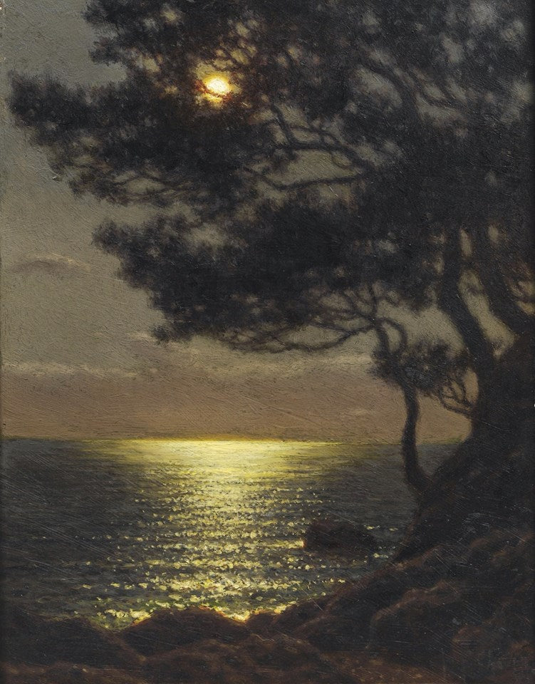 Moonlit Coast, vintage artwork by Ivan Fedorovich Choultse, 12x8" (A4) Poster