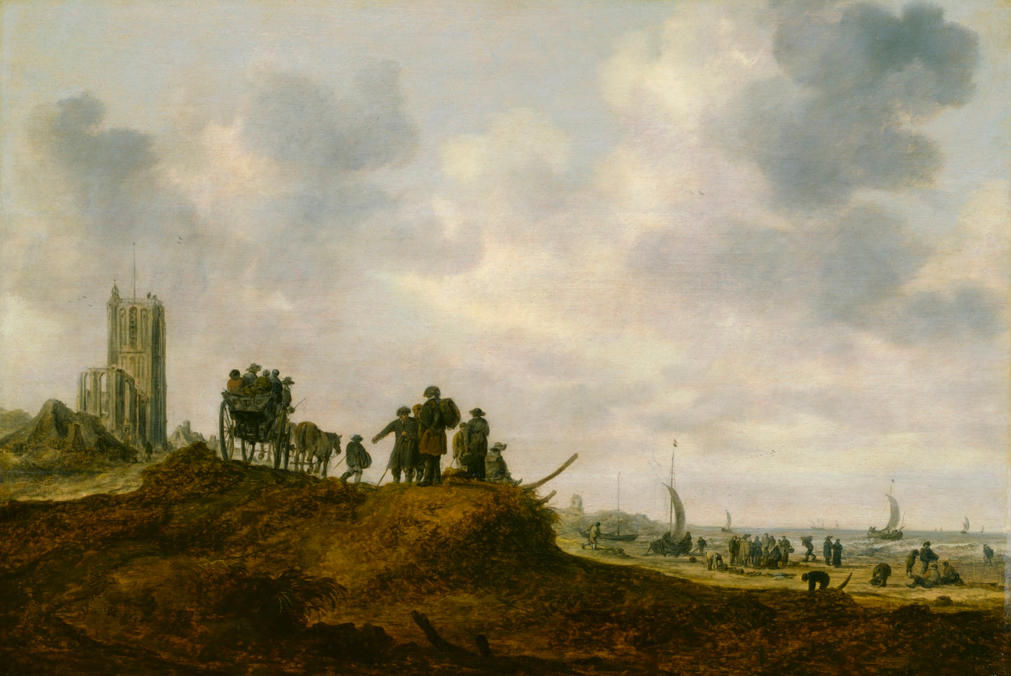The Old Church at Egmond aan Zee, vintage artwork by Jan van Goyen, 12x8" (A4) Poster