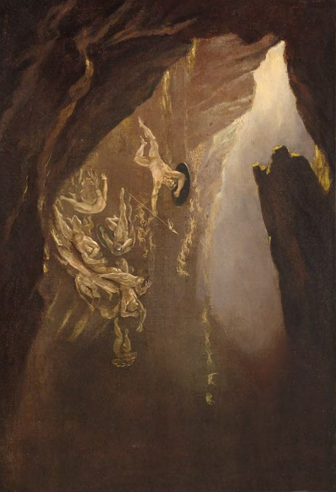 Fall of the Rebel Angels, vintage artwork by John Martin, 12x8" (A4) Poster