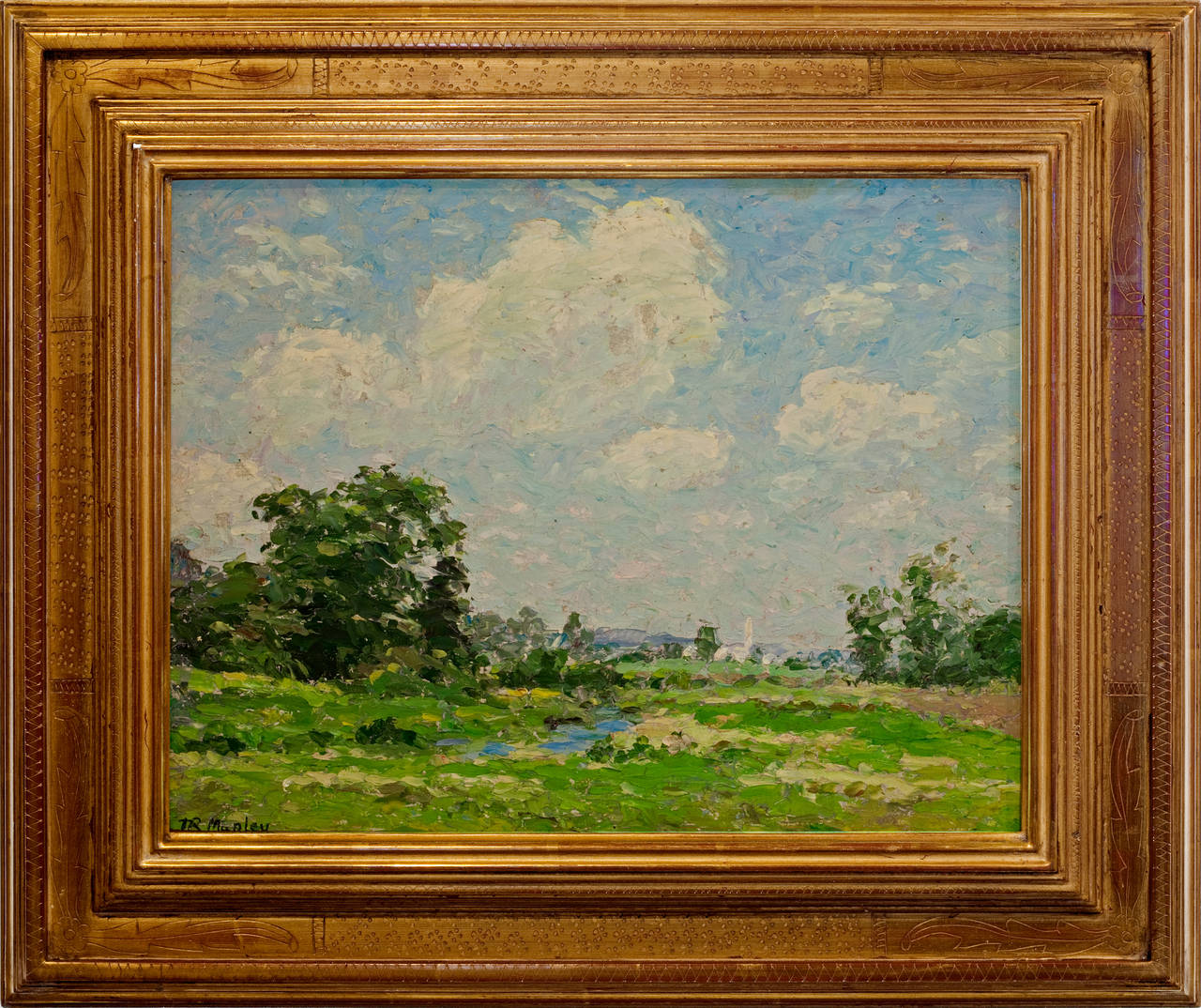 Brook Throught the Field, vintage artwork by Thomas Manley, 12x8" (A4) Poster