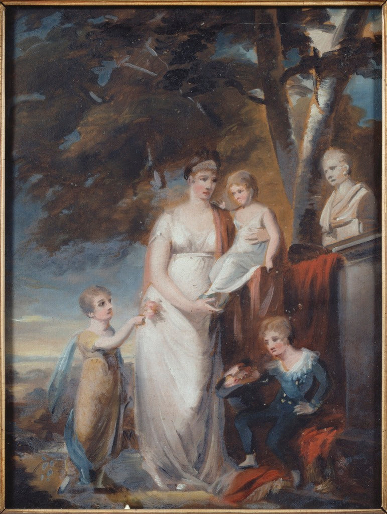 Queen Fredrika with Her Children, vintage artwork by Carl Fredrik von Breda, 12x8" (A4) Poster