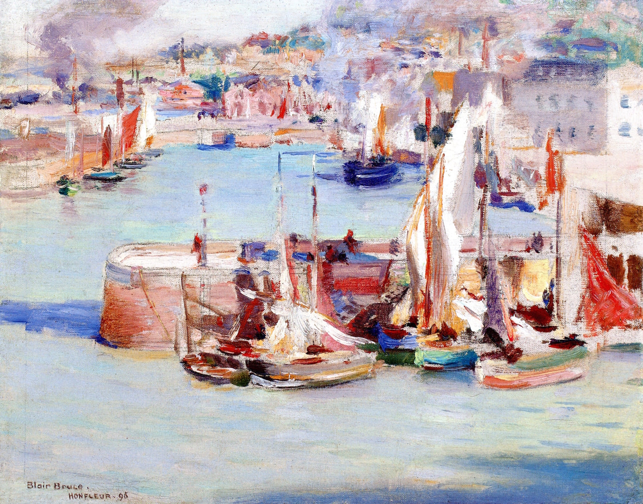 Honfleur Harbor, vintage artwork by William Blair Bruce, 12x8" (A4) Poster