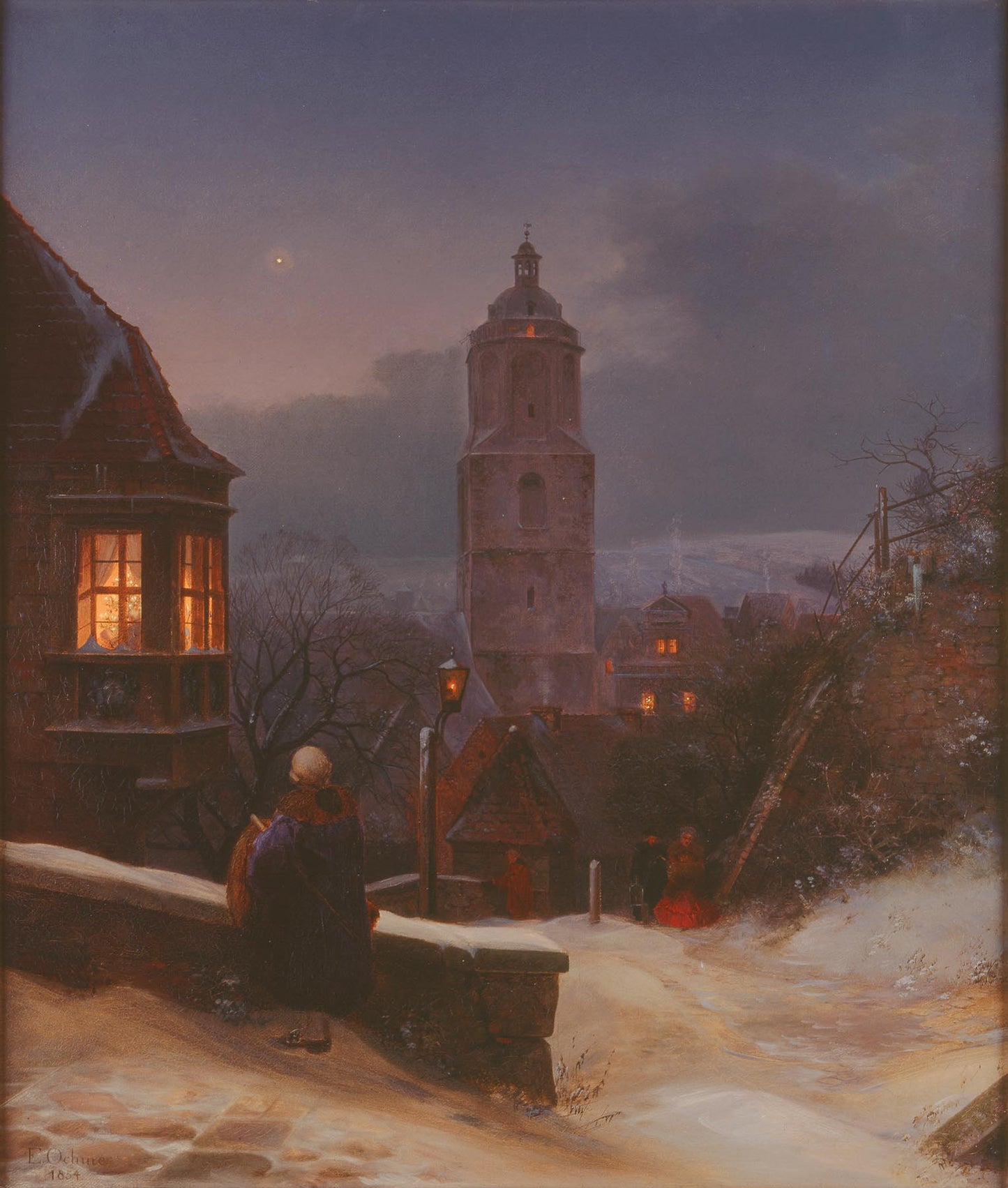 Winter in Meissen, vintage artwork by Ernst Ferdinand Oehme, A3 (16x12") Poster Print