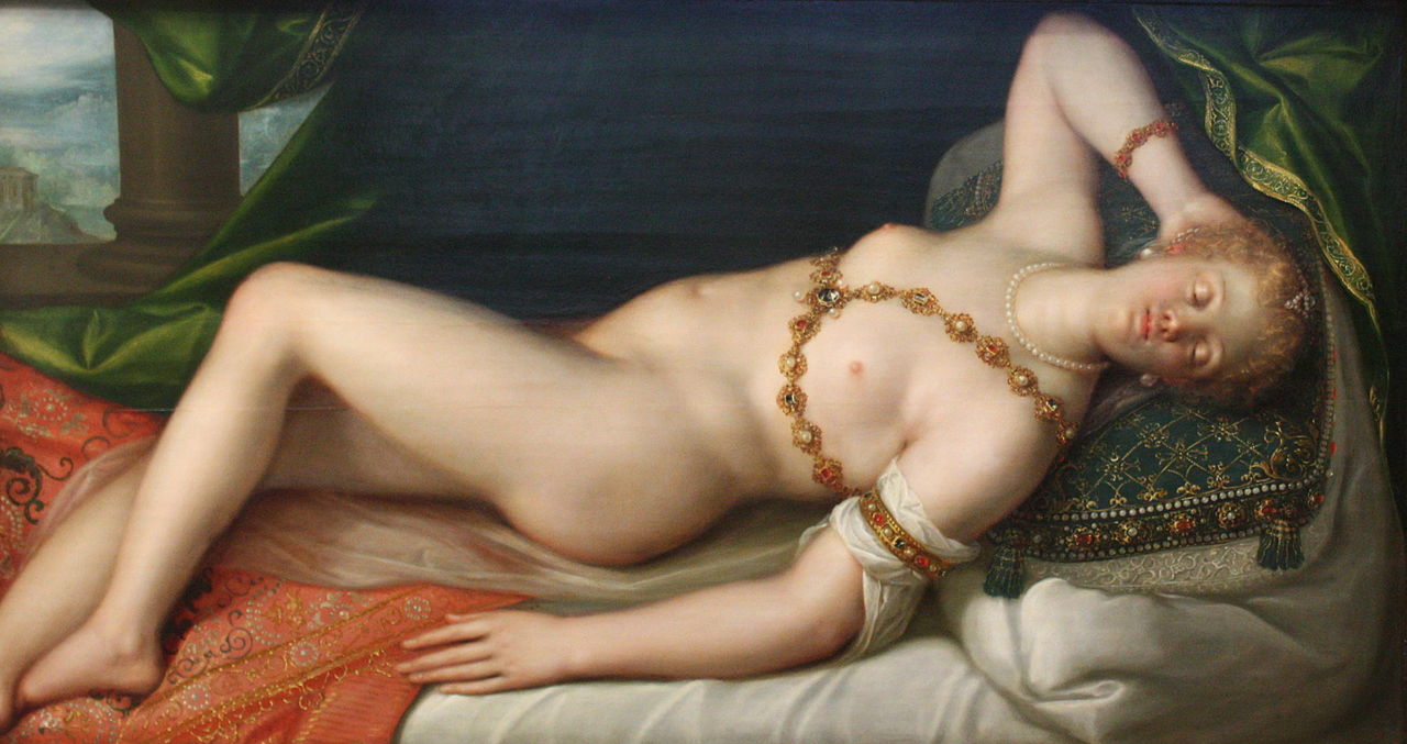 Resting Venus, vintage artwork by Dirk de Quade van Ravesteyn, 12x8" (A4) Poster