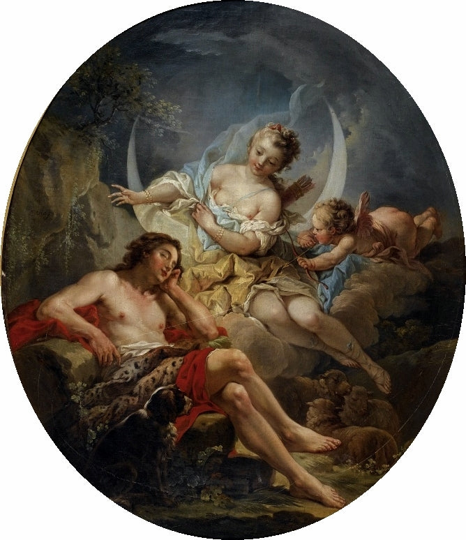 Diane and Endymion, vintage artwork by Pierre-Charles Le Mettay, 12x8" (A4) Poster