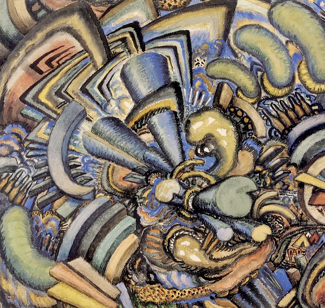 Vorticist Landscape, vintage artwork by Middleton Manigault, 12x8" (A4) Poster