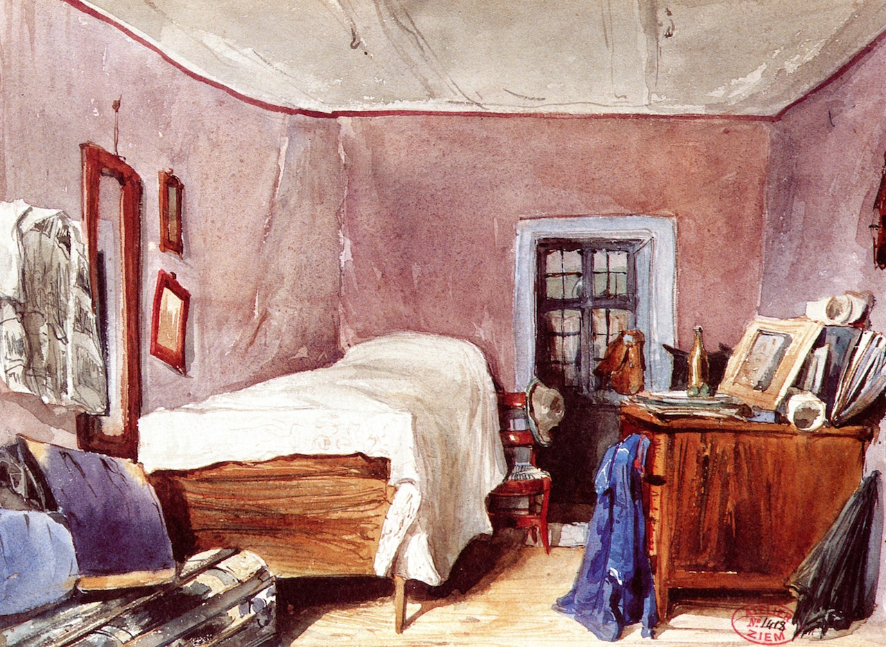 Saint-Petersbourg, chambre de Ziem, vintage artwork by Felix-Francois-Georges-Philbert Ziem, 12x8" (A4) Poster