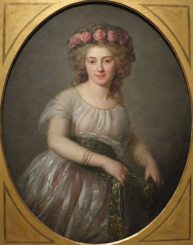 Portrait of Madame de Cromot de Fougy, vintage artwork by Antoine Vestier, 12x8" (A4) Poster