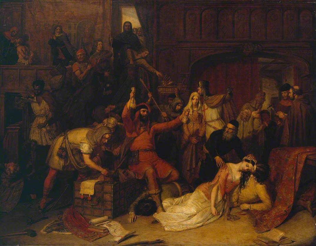 The Pillaging of a Jew's House in the Reign of Richard I, vintage artwork by Charles Landseer, A3 (16x12") Poster Print