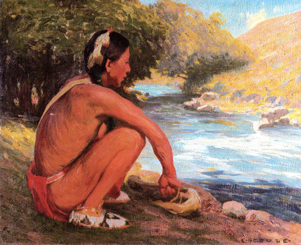 The Mountain Stream by Eanger Irving Couse,A3(16x12")Poster