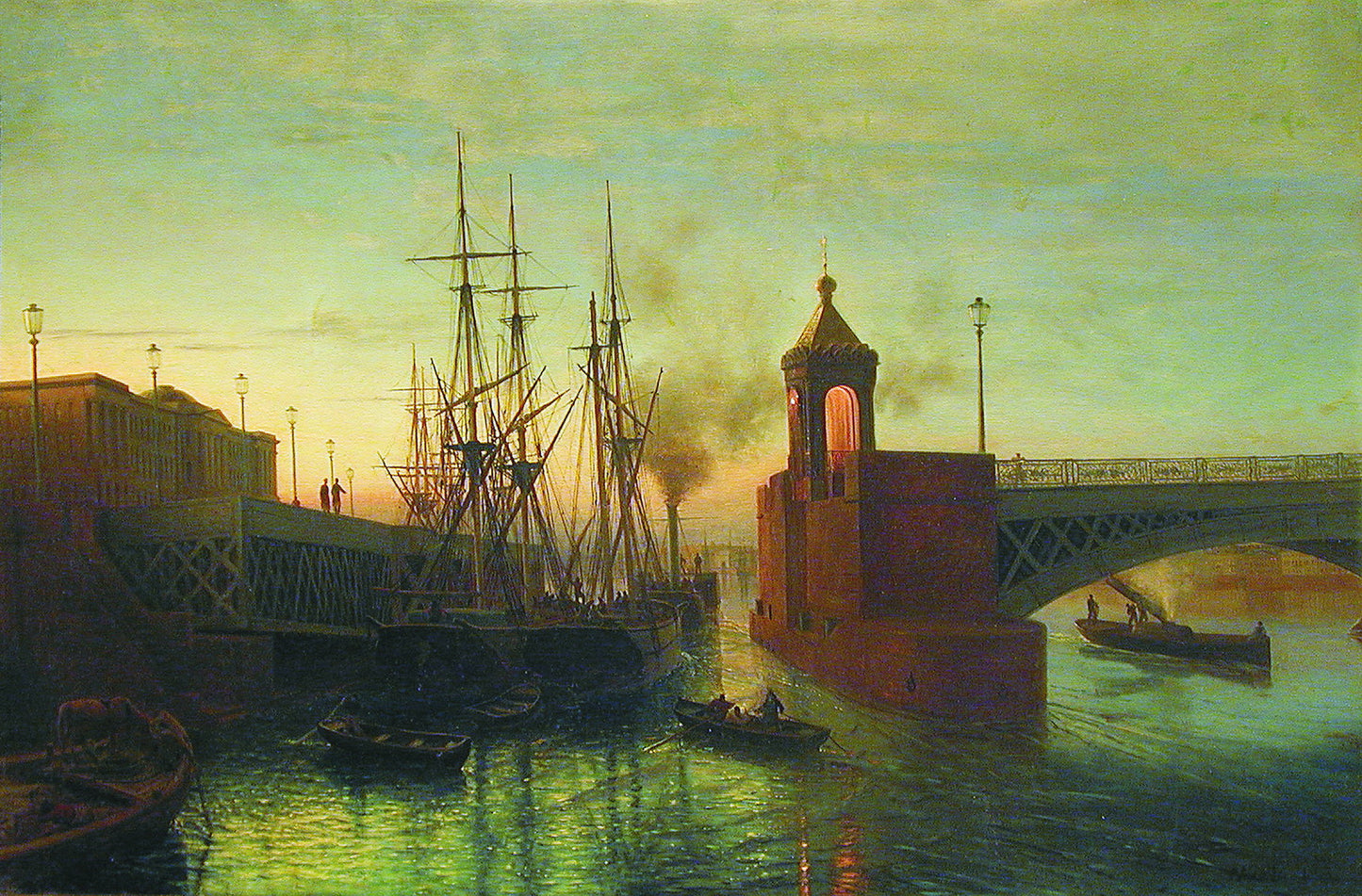 Bridge on the Neva, vintage artwork by Lev Lagorio, 12x8" (A4) Poster