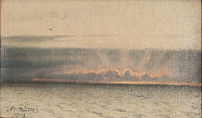 Sunset in Visby , vintage artwork by Sven Alfred Thörne, 12x8" (A4) Poster