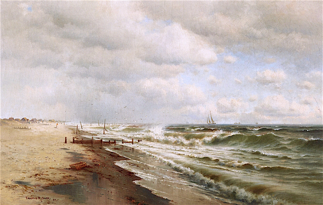 Monmouth Beach, New Jersey, vintage artwork by Francis A. Silva, 12x8" (A4) Poster