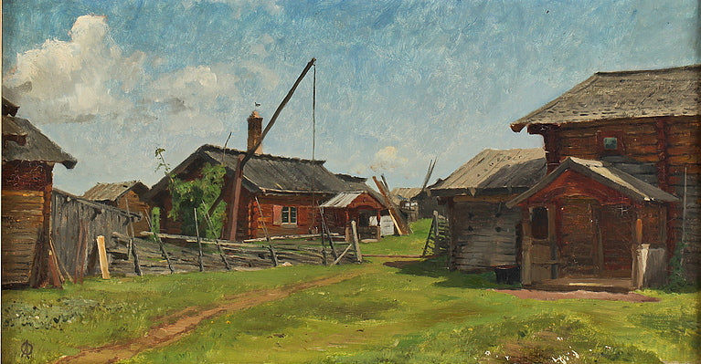 A Farm Scene, vintage artwork by Olof Arborelius, 12x8" (A4) Poster