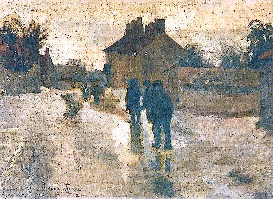 Figure in a Street, vintage artwork by Mary Henrietta Dering Curtois, 12x8" (A4) Poster