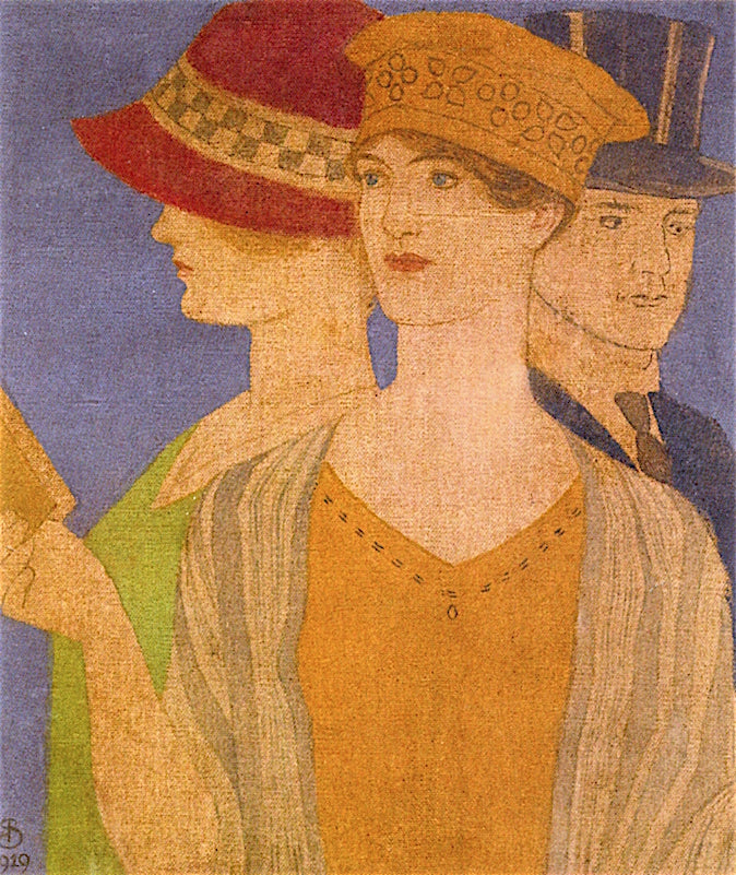 Visitors to an Exhibition, vintage artwork by Joseph Edward Southall, 12x8" (A4) Poster