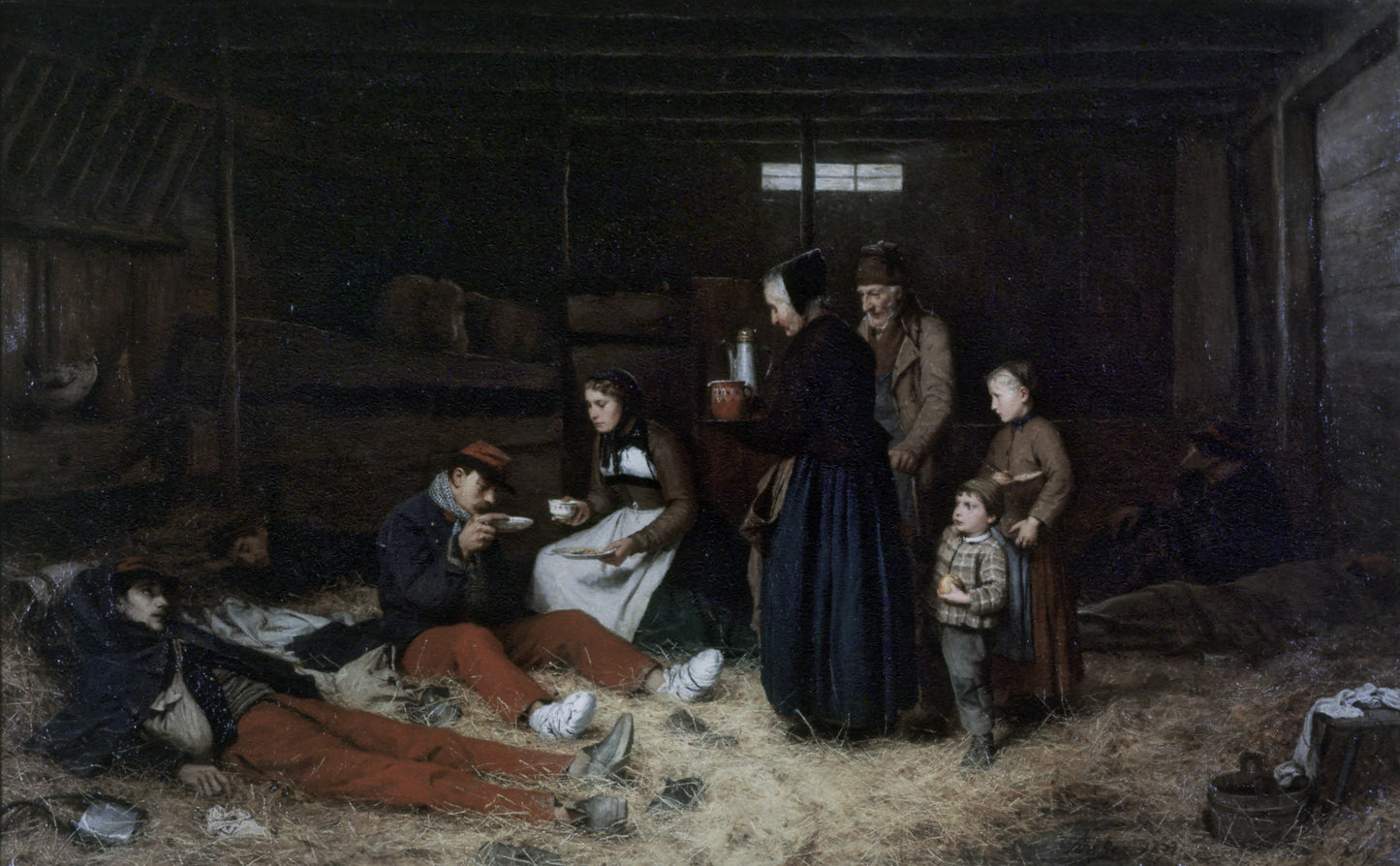 Hospitality, vintage artwork by Albert Anker, 12x8" (A4) Poster