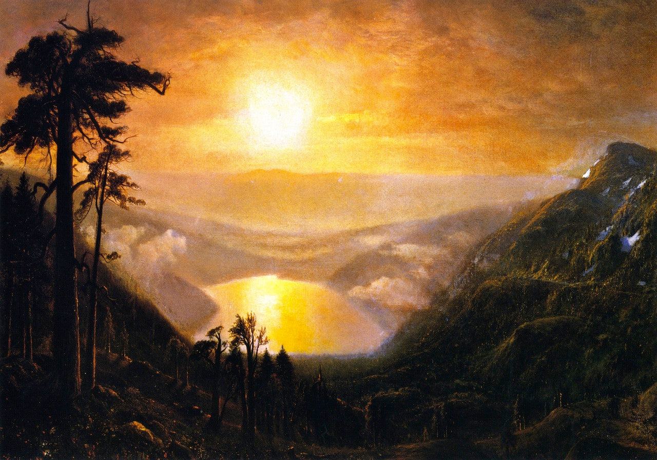 Sunrise, Donner Lake, vintage artwork by Gilbert Munger, 12x8" (A4) Poster