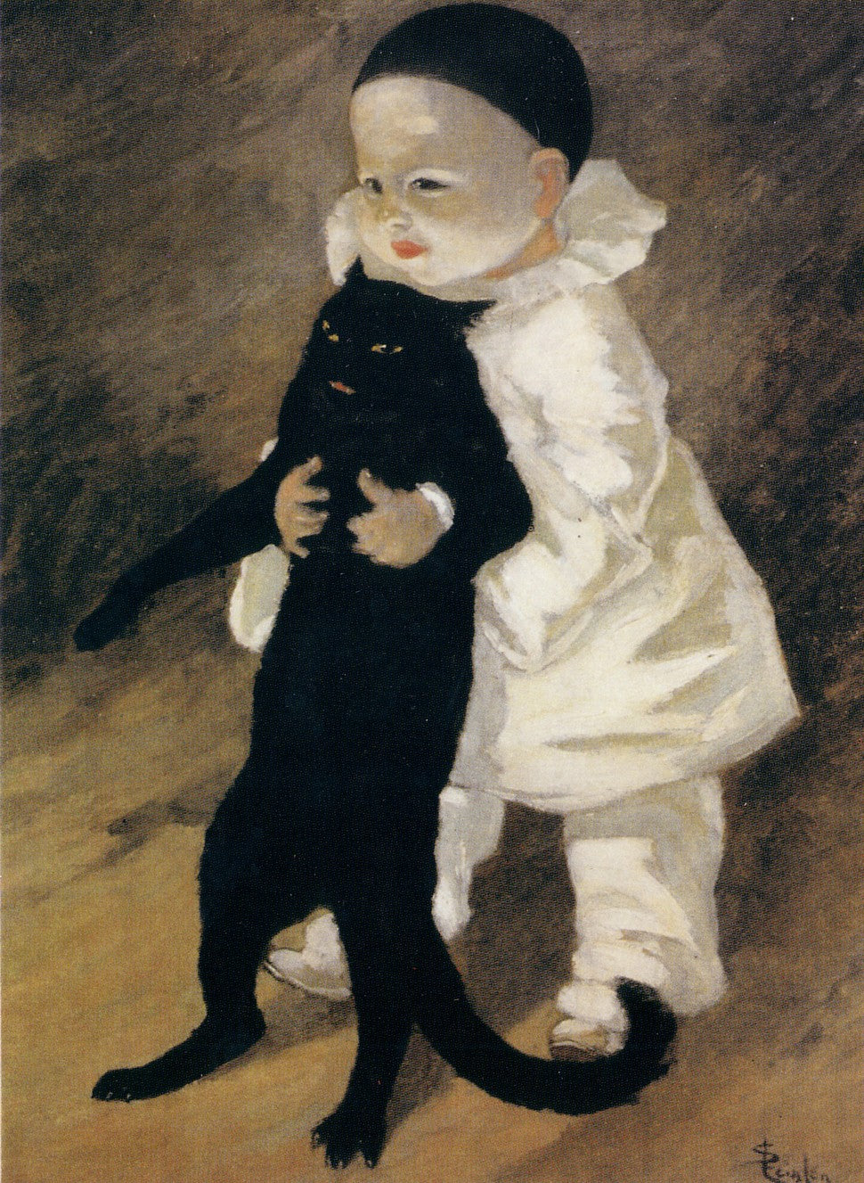 Pierrot et le Chat, vintage artwork by Theophile-Alexandre Steinlen, 12x8" (A4) Poster