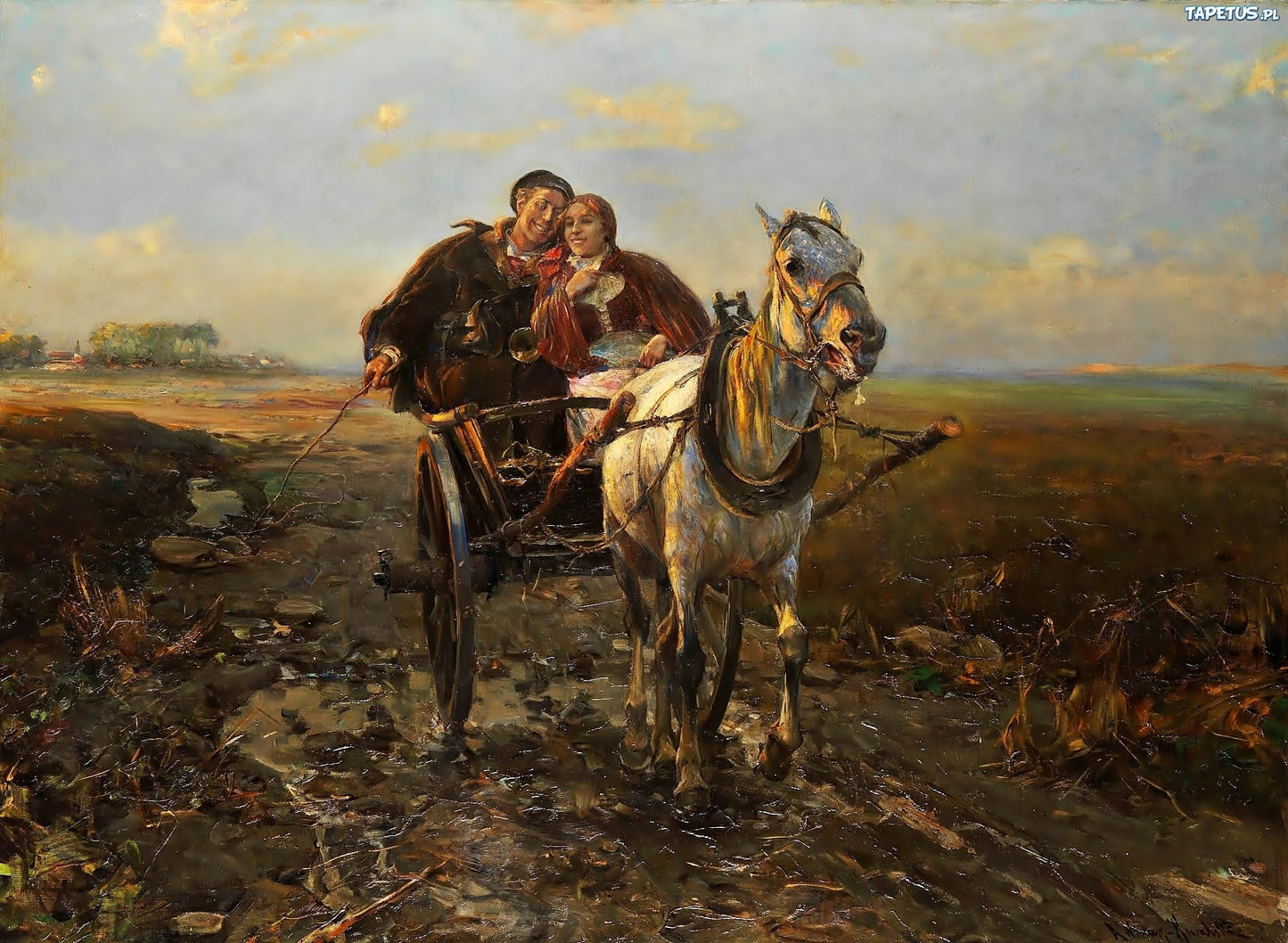 A Jolly Ride, vintage artwork by Alfred von Wierusz-Kowalski, 12x8" (A4) Poster