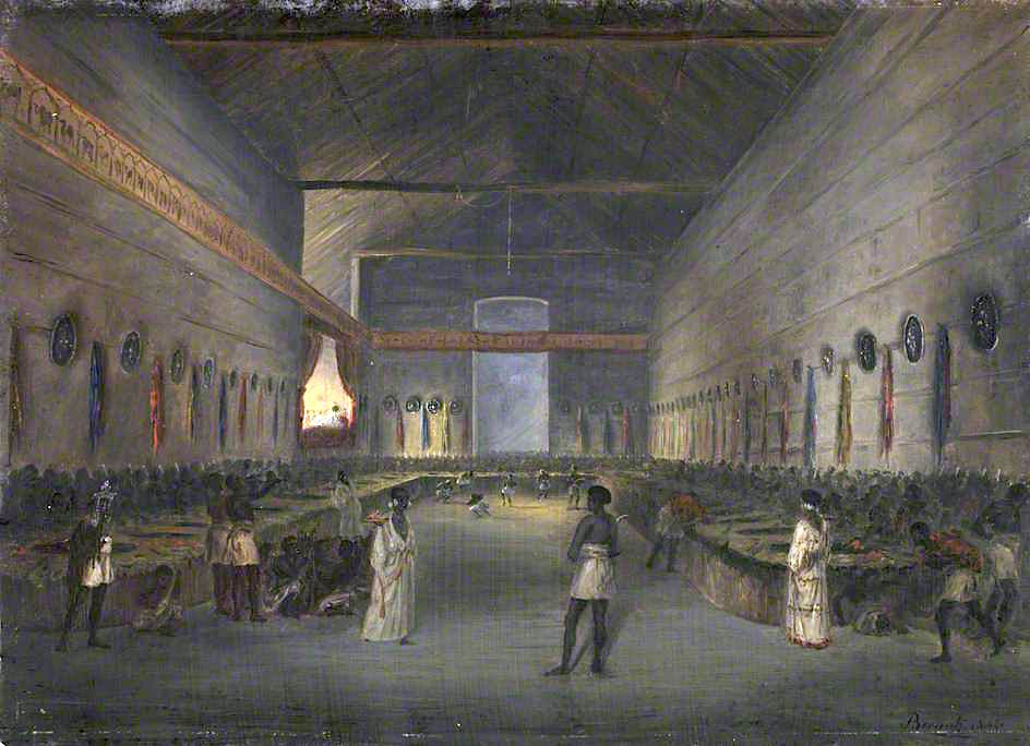 The Celebration of Easter in the Palace at Ankobar, 1842, vintage artwork by Johann Martin Bernatz, A3 (16x12") Poster Print