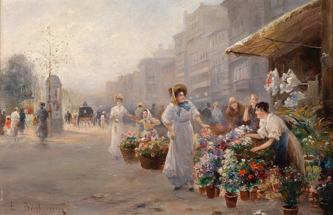 The flower market in Paris by Emil Barbarini,A3(16x12")Poster